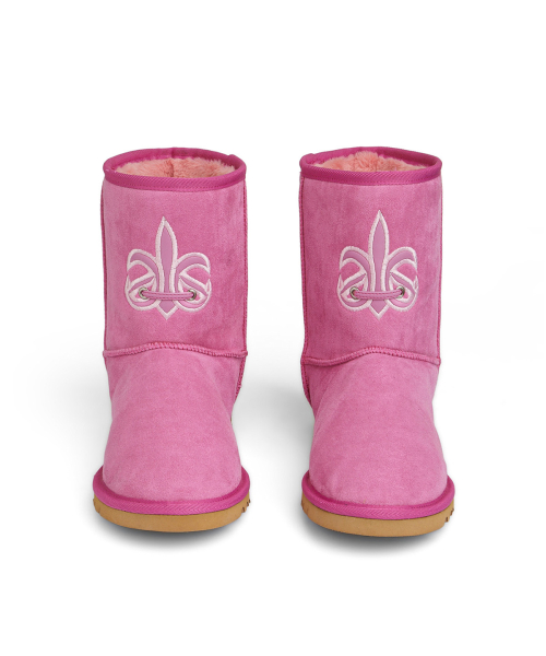 PATCH COLOR FAUX SUEDE BOOTS IN PINK