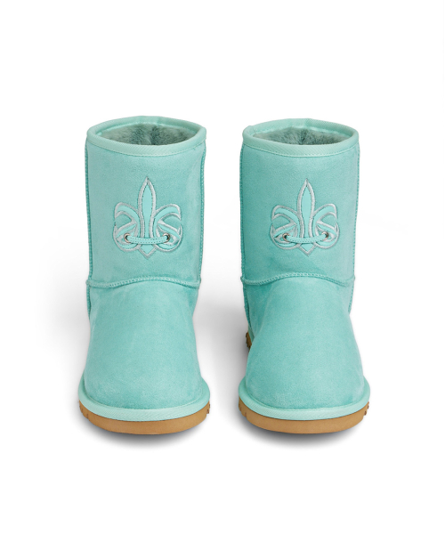 PATCH COLOR FAUX SUEDE BOOTS IN MINT