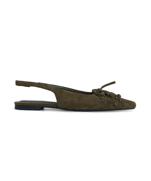 FAUX SUEDE BUCKLE SLINGBACKS IN KHAKI