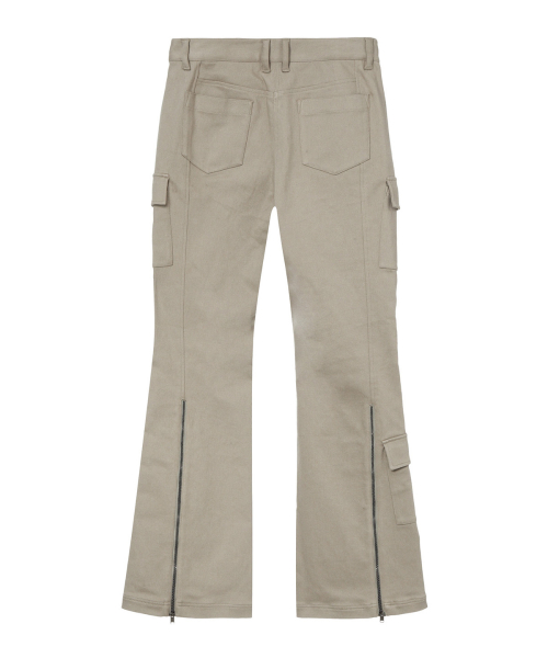 COTTON SEMI BOOTCUT PANTS IN BEIGE