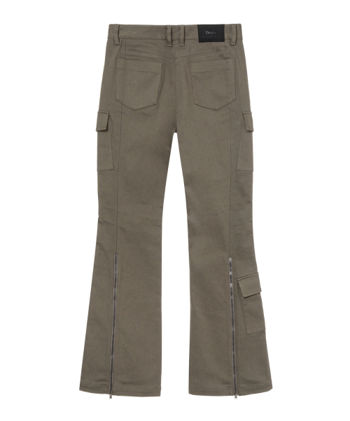 COTTON SEMI BOOTCUT PANTS IN KHAKI