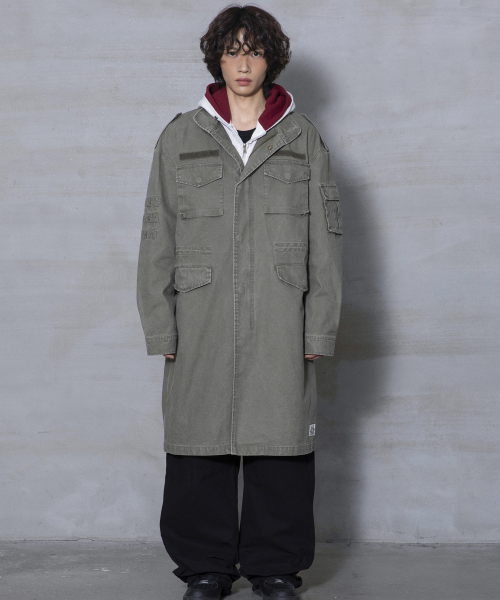 XJ143 밀리터리 빈티지 워싱 롱 M-65 필드 자켓 (KHAKI)