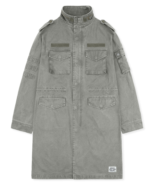 XJ143 밀리터리 빈티지 워싱 롱 M-65 필드 자켓 (KHAKI)