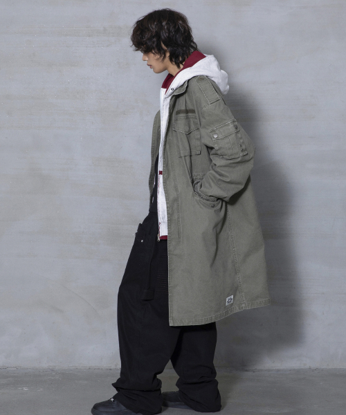 XJ143 밀리터리 빈티지 워싱 롱 M-65 필드 자켓 (KHAKI)