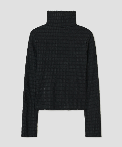 Textured Mock Neck Top [Black]