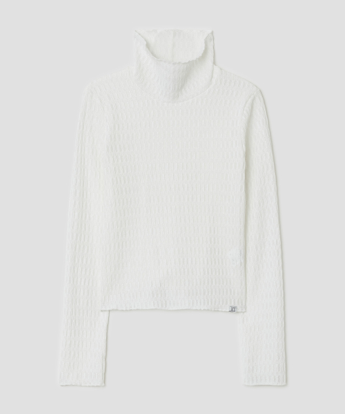 Textured Mock Neck Top [White]