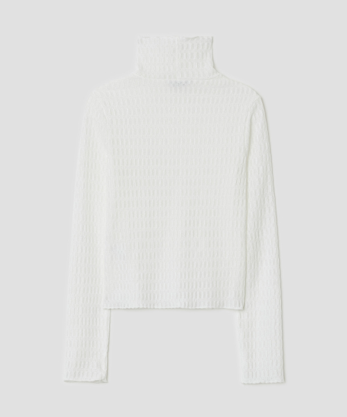 Textured Mock Neck Top [White]