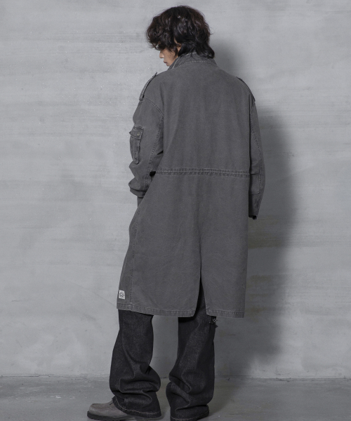 XJ143 밀리터리 빈티지 워싱 롱 M-65 필드 자켓 (CHARCOAL)