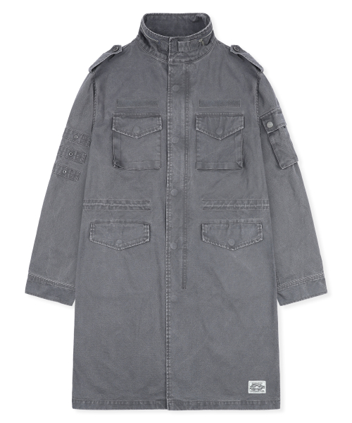 XJ143 밀리터리 빈티지 워싱 롱 M-65 필드 자켓 (CHARCOAL)