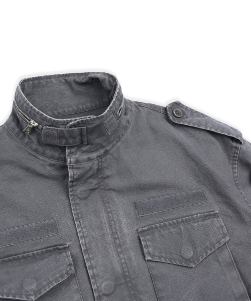 XJ143 밀리터리 빈티지 워싱 롱 M-65 필드 자켓 (CHARCOAL)