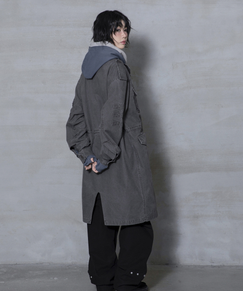 XJ143 밀리터리 빈티지 워싱 롱 M-65 필드 자켓 (CHARCOAL)