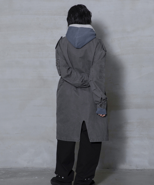 XJ143 밀리터리 빈티지 워싱 롱 M-65 필드 자켓 (CHARCOAL)