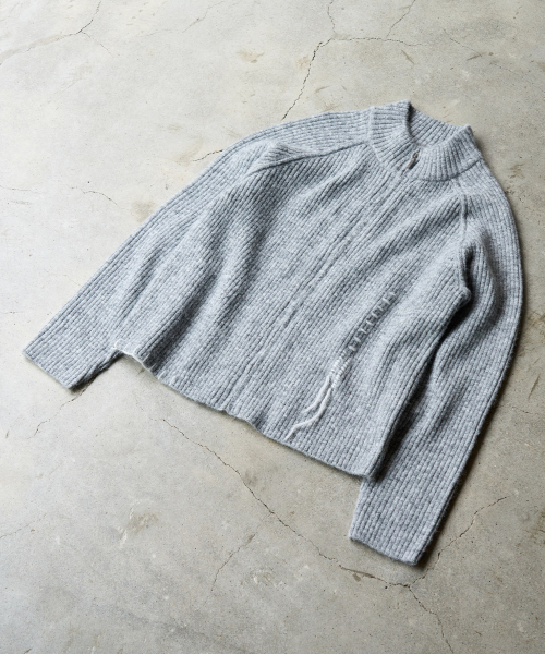 HAND STITCH KNIT ZIP-UP [LIGHT GREY]