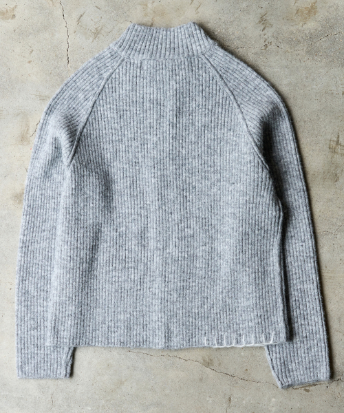 HAND STITCH KNIT ZIP-UP [LIGHT GREY]