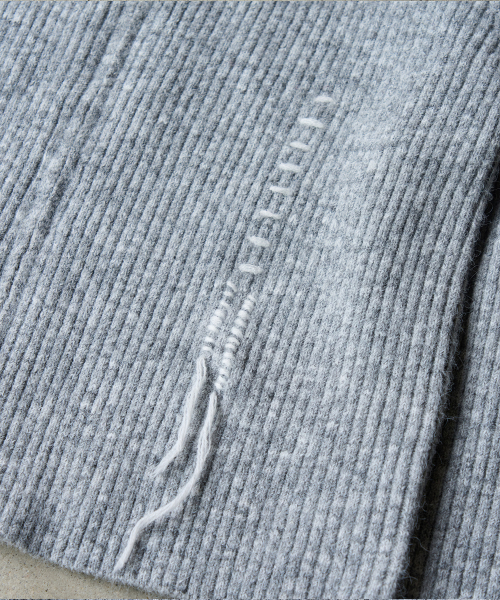 HAND STITCH KNIT ZIP-UP [LIGHT GREY]