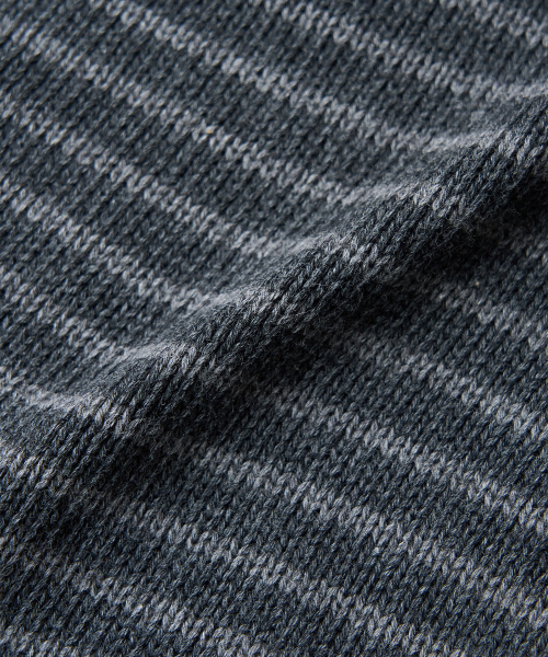 V-NECK STRIPE PULLOVER KNIT [CHARCOAL]