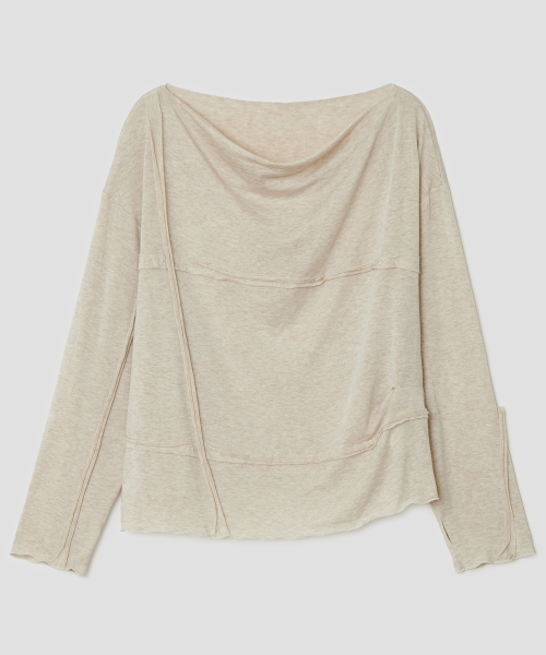 Draped Ruched Top [Beige]