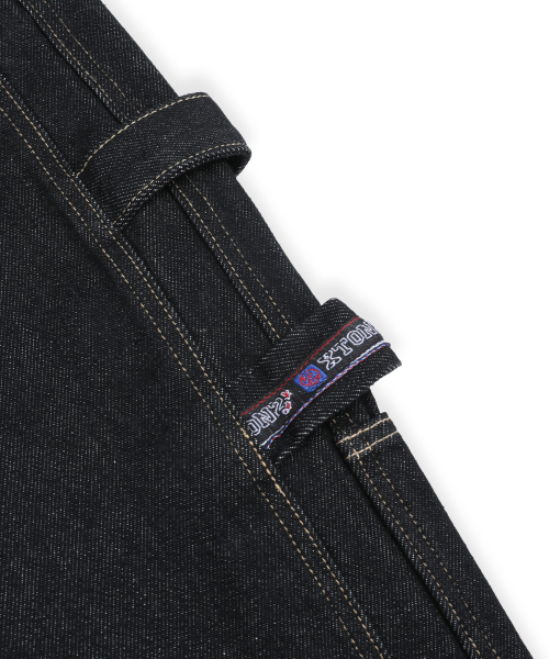 XP346 90s 롤업 루즈핏 카펜더 워크 데님 팬츠 (BLACK)