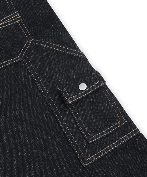 XP346 90s 롤업 루즈핏 카펜더 워크 데님 팬츠 (BLACK)