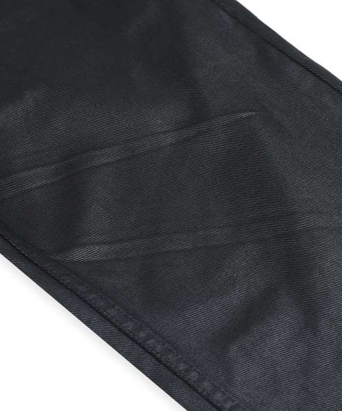 XP345 아일렛 벨티드 새깅 플레어 코팅 코튼 팬츠 (BLACK)
