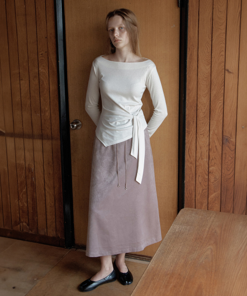 Linz Satin Long Skirt (Dusty pink)