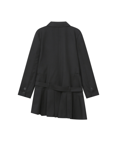 Classic belted jacket dress BLACK
