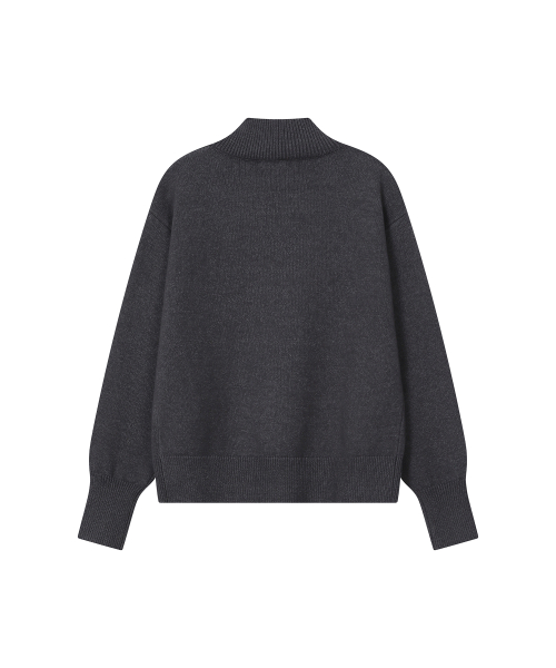 High neck knit cardigan CHARCOAL