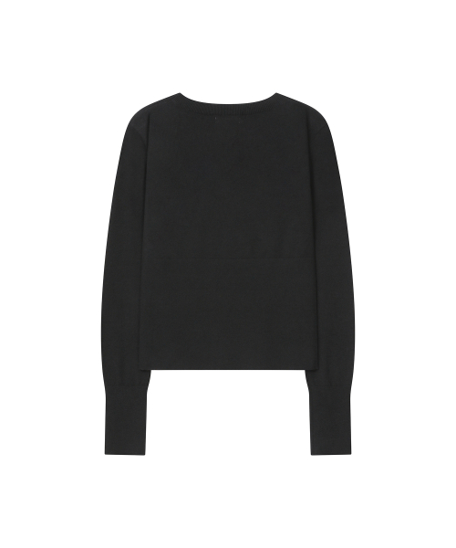Logo fitted knit top BLACK