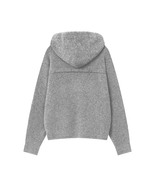 Button hoodie knit pullover GREY