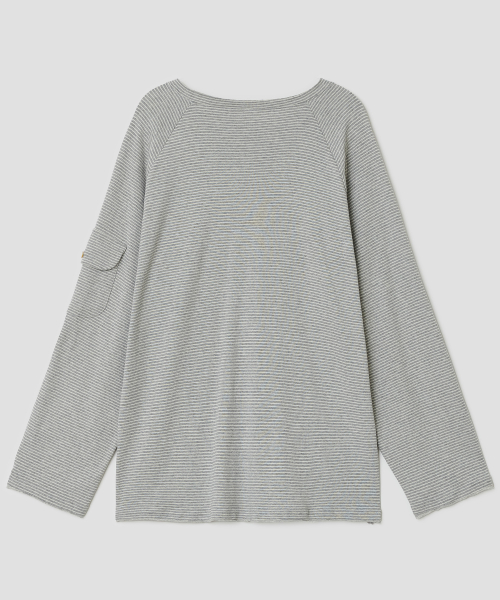 Raglan Henley Pocket Top [Gray]
