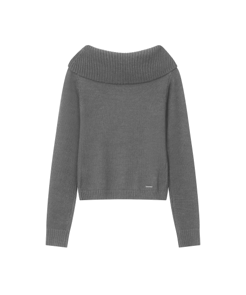 Button off shoulder knit GREY
