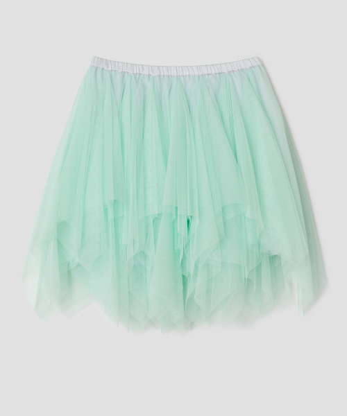 Asymmetric Mesh Skirt [Mint]
