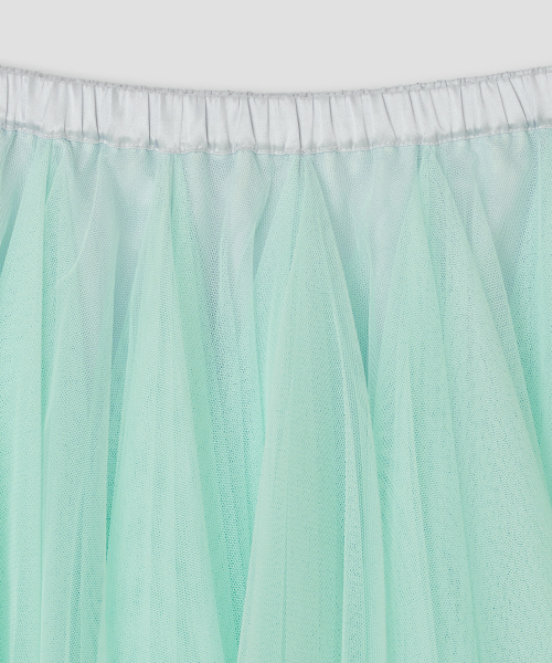 Asymmetric Mesh Skirt [Mint]