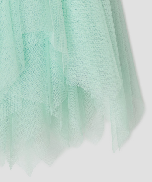 Asymmetric Mesh Skirt [Mint]