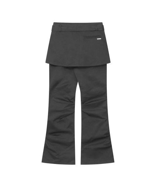 One pocket layered skirt pants SET CHARCOAL