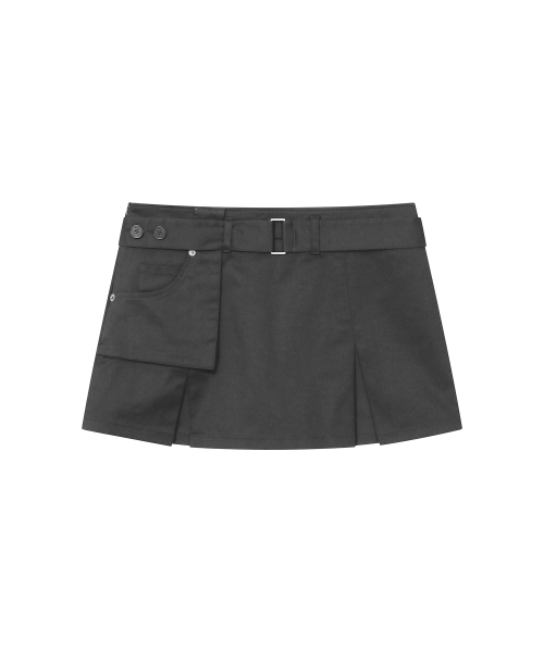 One pocket layered skirt pants SET CHARCOAL