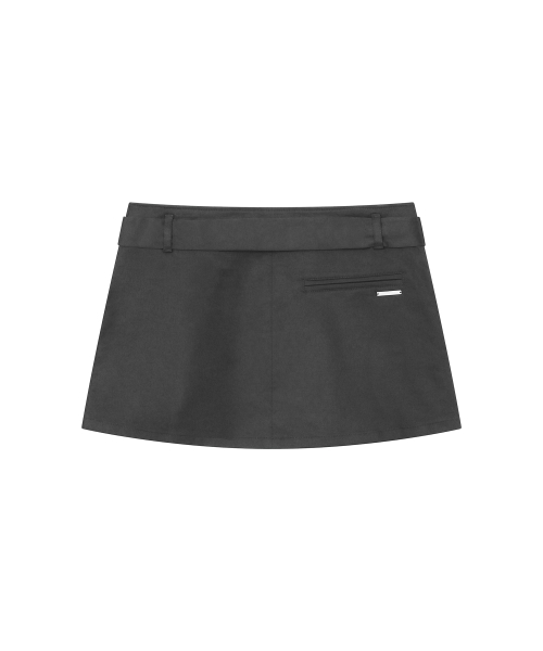 One pocket layered skirt pants SET CHARCOAL