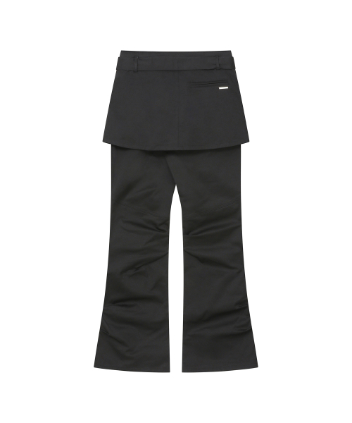 One pocket layered skirt pants SET BLACK