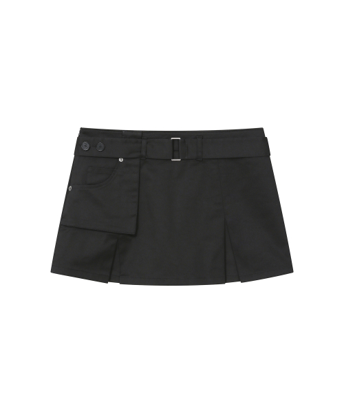 One pocket layered skirt pants SET BLACK