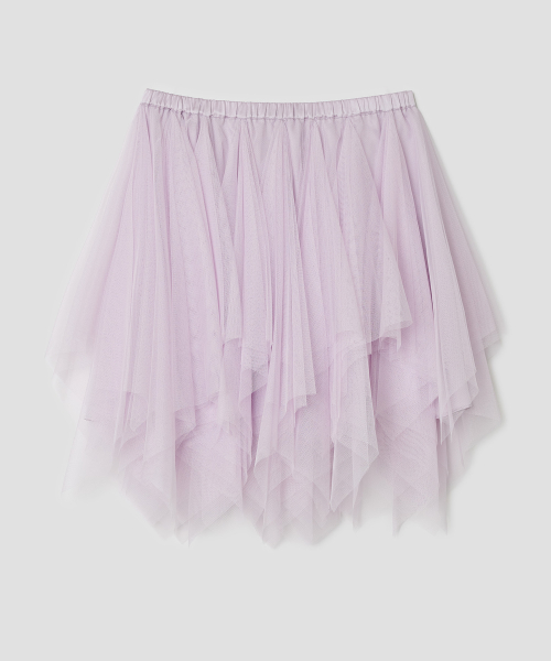 Asymmetric Mesh Skirt [Purple]