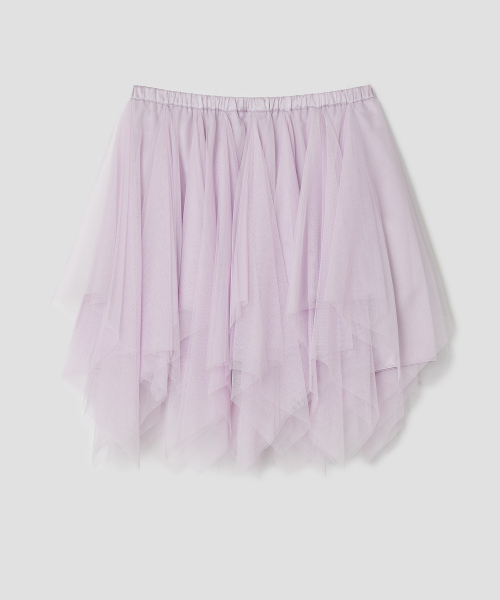 Asymmetric Mesh Skirt [Purple]