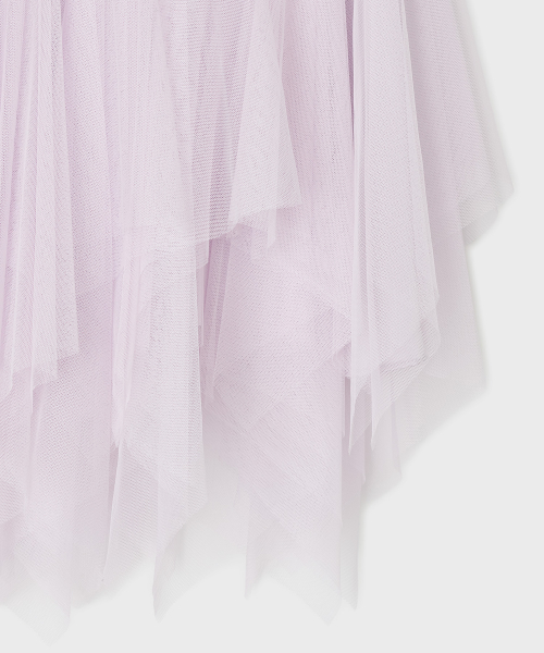 Asymmetric Mesh Skirt [Purple]