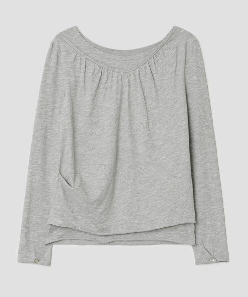 Soft Shirring Layered Top [Gray]