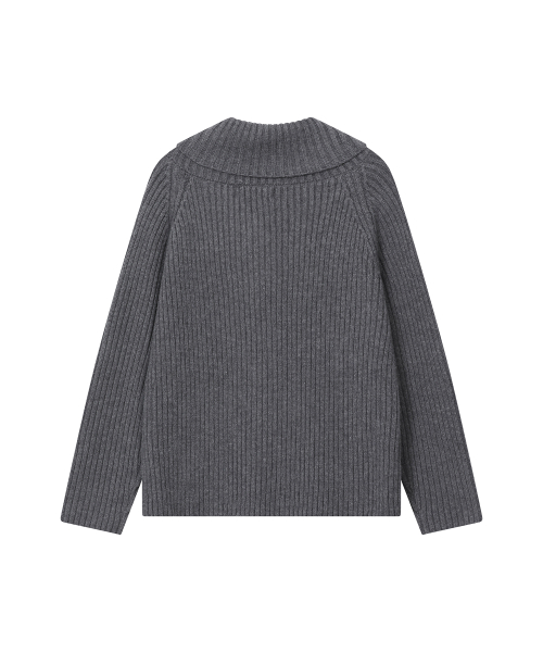 Wide shawl collar knit CHARCOAL