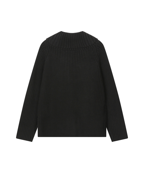 Wide shawl collar knit BLACK