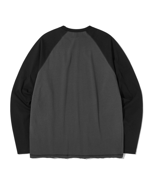 Raw Edge Raglan Long Sleeve Tee_Charcoal