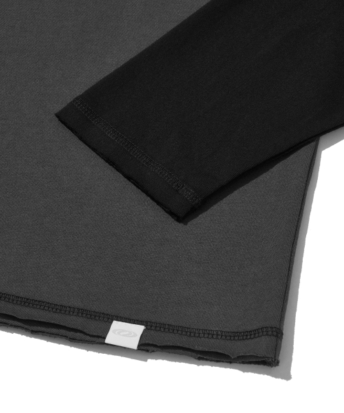 Raw Edge Raglan Long Sleeve Tee_Charcoal