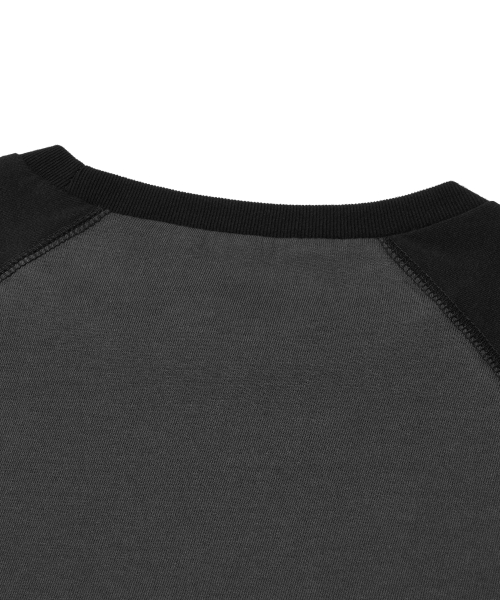 Raw Edge Raglan Long Sleeve Tee_Charcoal
