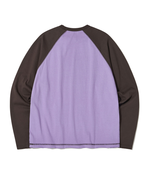 Raw Edge Raglan Long Sleeve Tee_Purple