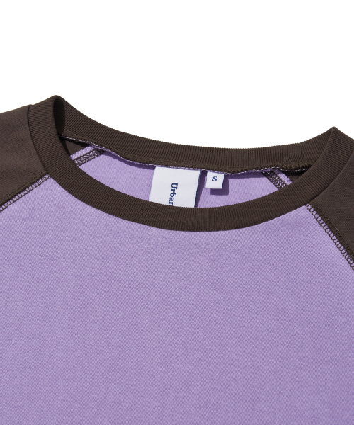 Raw Edge Raglan Long Sleeve Tee_Purple
